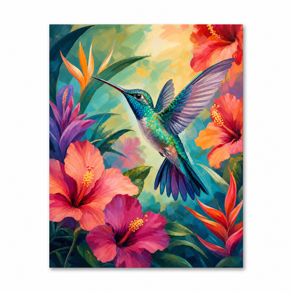 Colibrí tropical - lienzo terminado