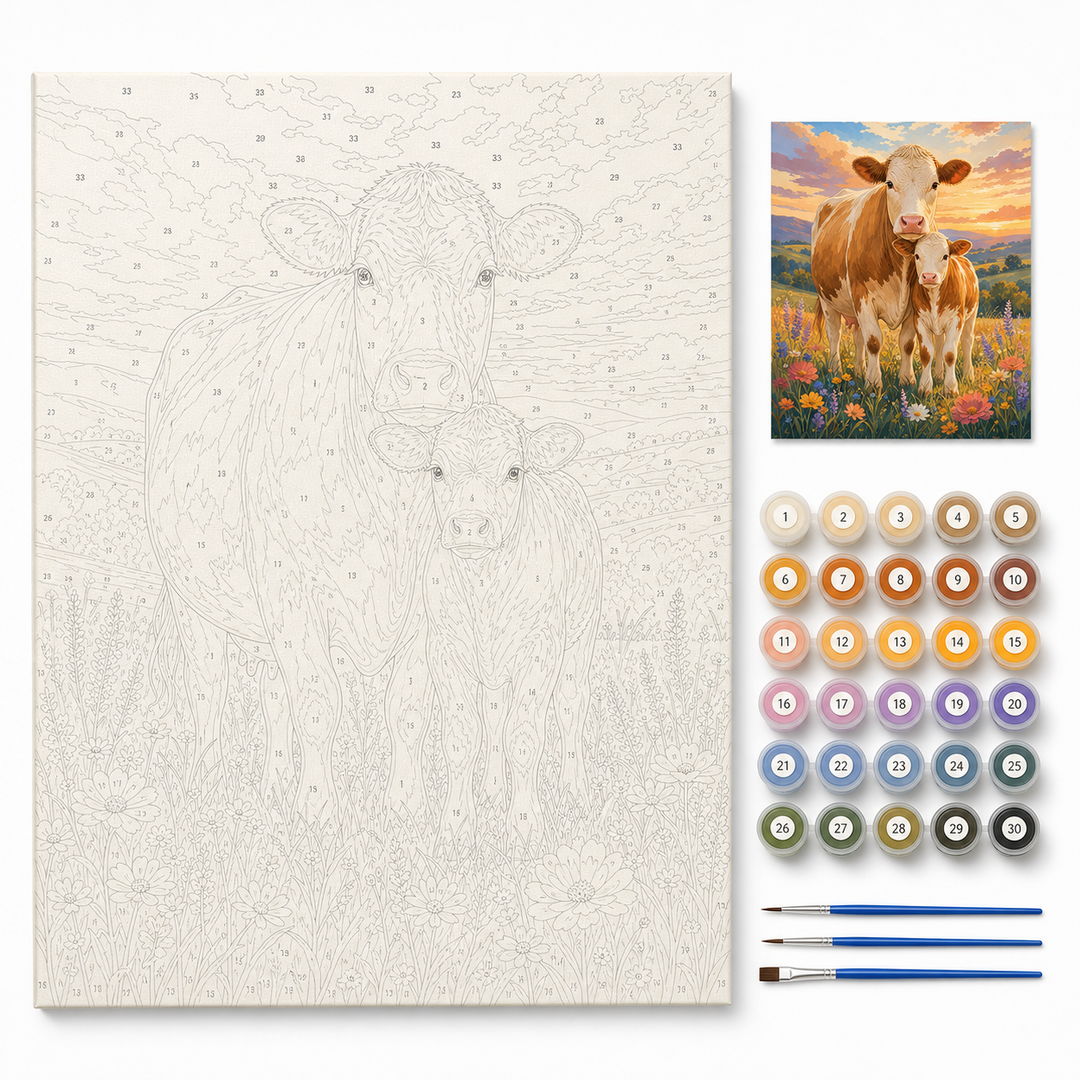 Vaca y ternero - kit sin pintar