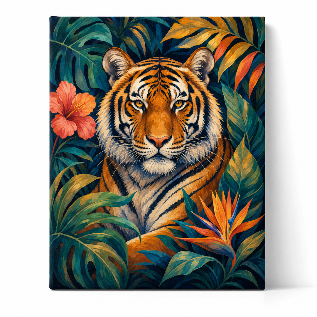 Tigre tropical - lienzo terminado