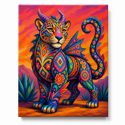 Alebrije de jaguar — lienzo terminado