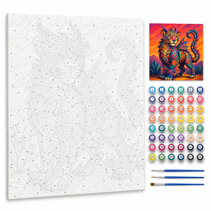 Alebrije de jaguar — kit con lienzo numerado, pinturas y pinceles