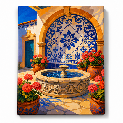 Fuente de talavera — lienzo terminado