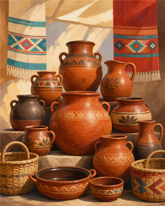 Mercado de barro — diseño del lienzo para pintar por números