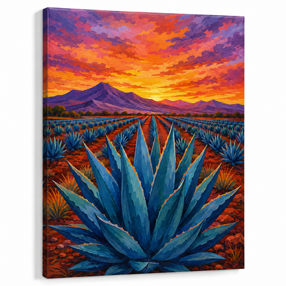 Maguey al atardecer — lienzo terminado