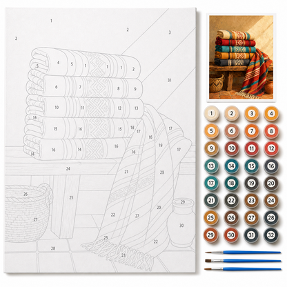 Rebozos de colores — kit con lienzo numerado, pinturas y pinceles