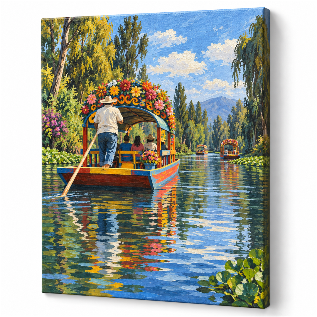 Trajineras de Xochimilco — lienzo terminado