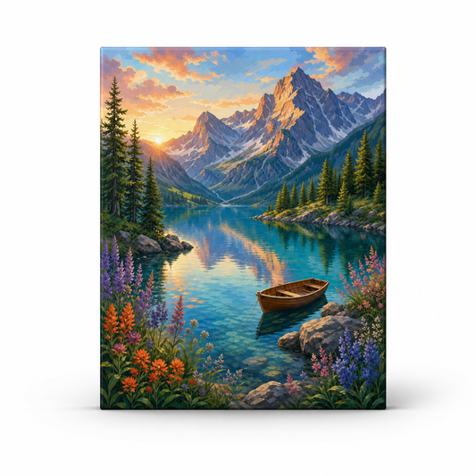 Lago alpino - lienzo terminado