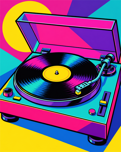 Tocadiscos pop art — diseño del lienzo para pintar por números
