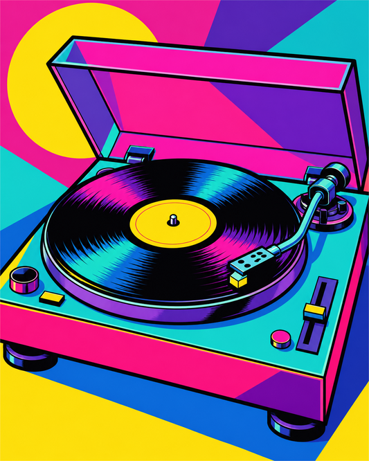 Tocadiscos pop art — diseño del lienzo para pintar por números