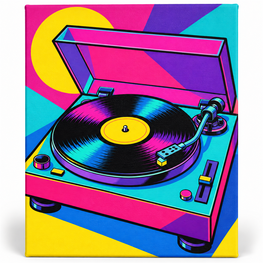 Tocadiscos pop art — lienzo terminado