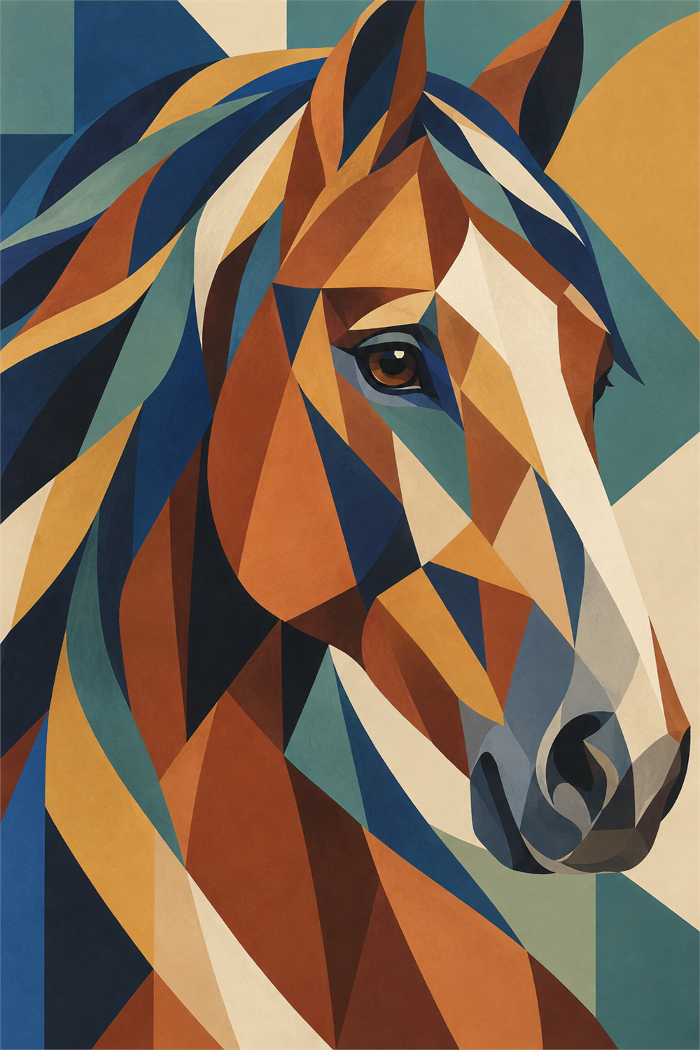 Caballo geométrico — diseño del lienzo para pintar por números