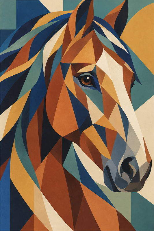 Caballo geométrico — diseño del lienzo para pintar por números