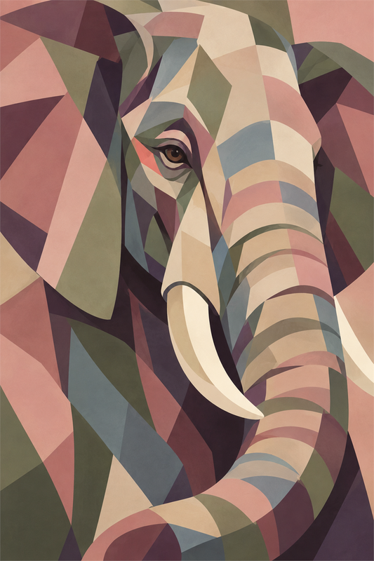 Elefante geométrico — diseño del lienzo para pintar por números