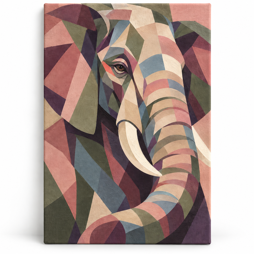 Elefante geométrico — lienzo terminado
