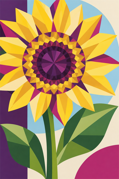 Girasol geométrico — diseño del lienzo para pintar por números