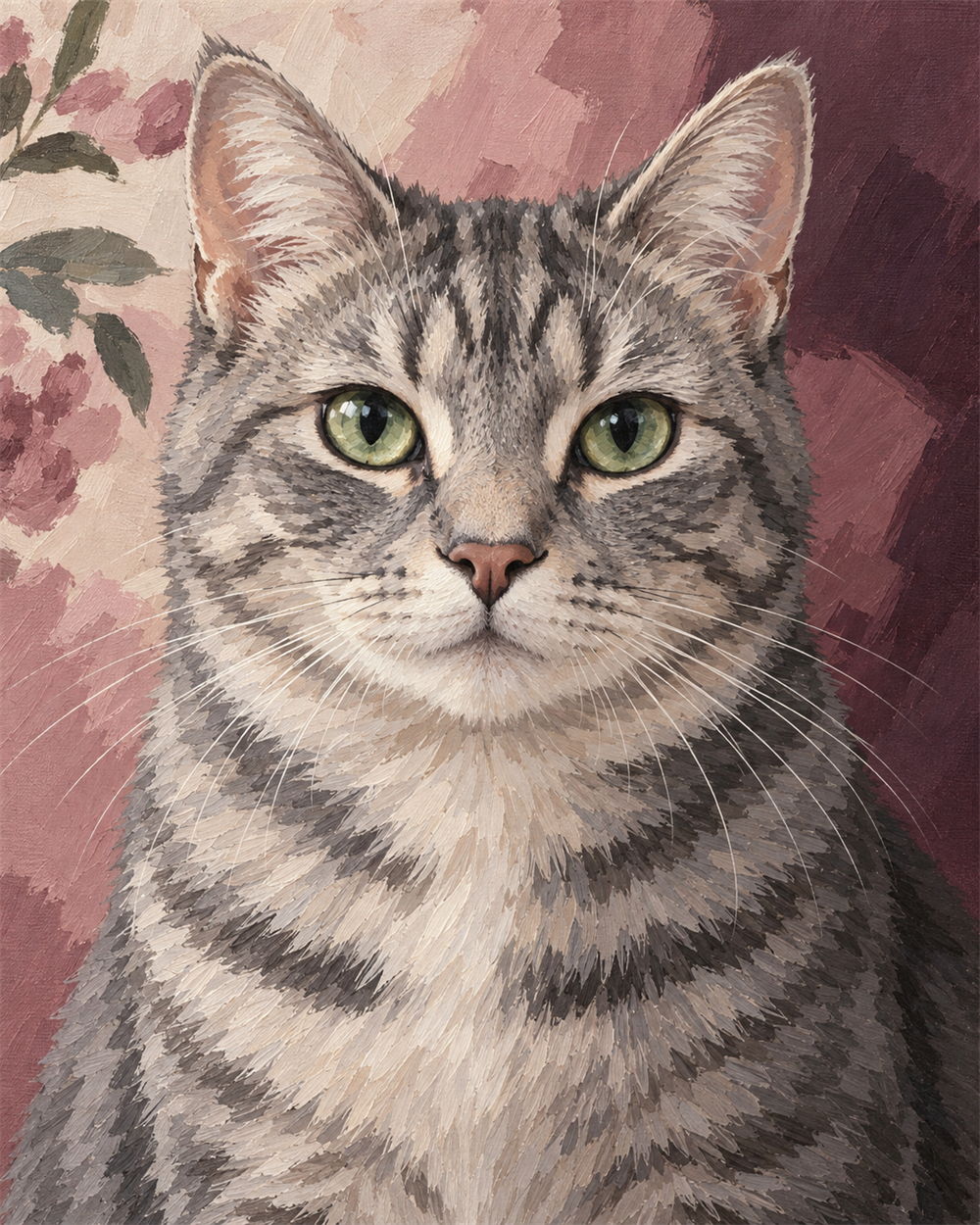 Gato de mirada tierna — diseño del lienzo para pintar por números