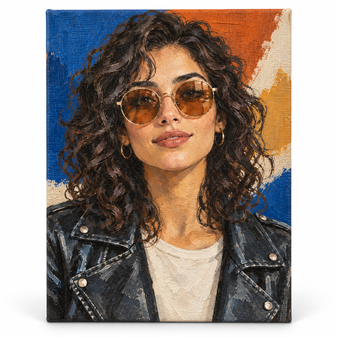 Rockero con gafas — lienzo terminado