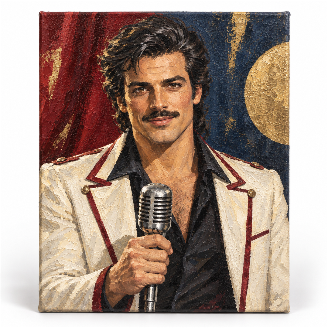 Vocalista de rock — lienzo terminado
