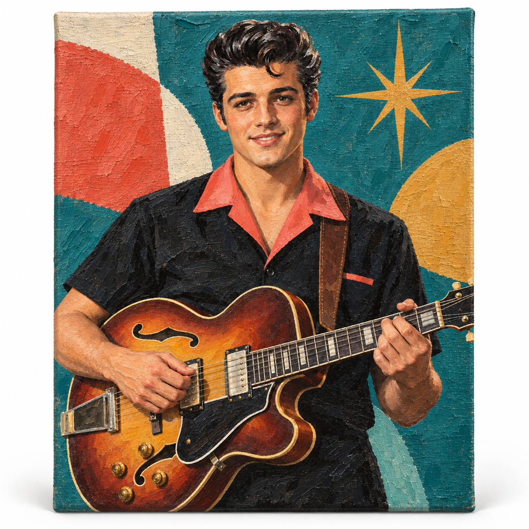 Guitarrista rockabilly — lienzo terminado