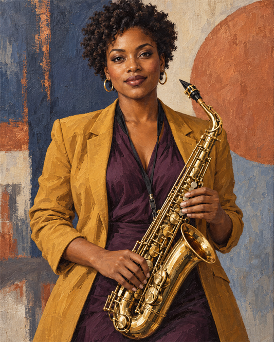 Saxofonista de jazz — diseño del lienzo para pintar por números