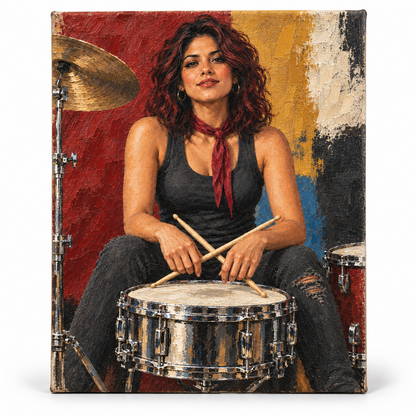Baterista de rock — lienzo terminado