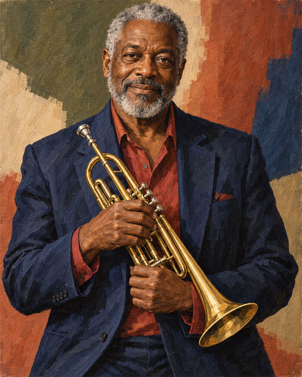 Trompetista de jazz — diseño del lienzo para pintar por números