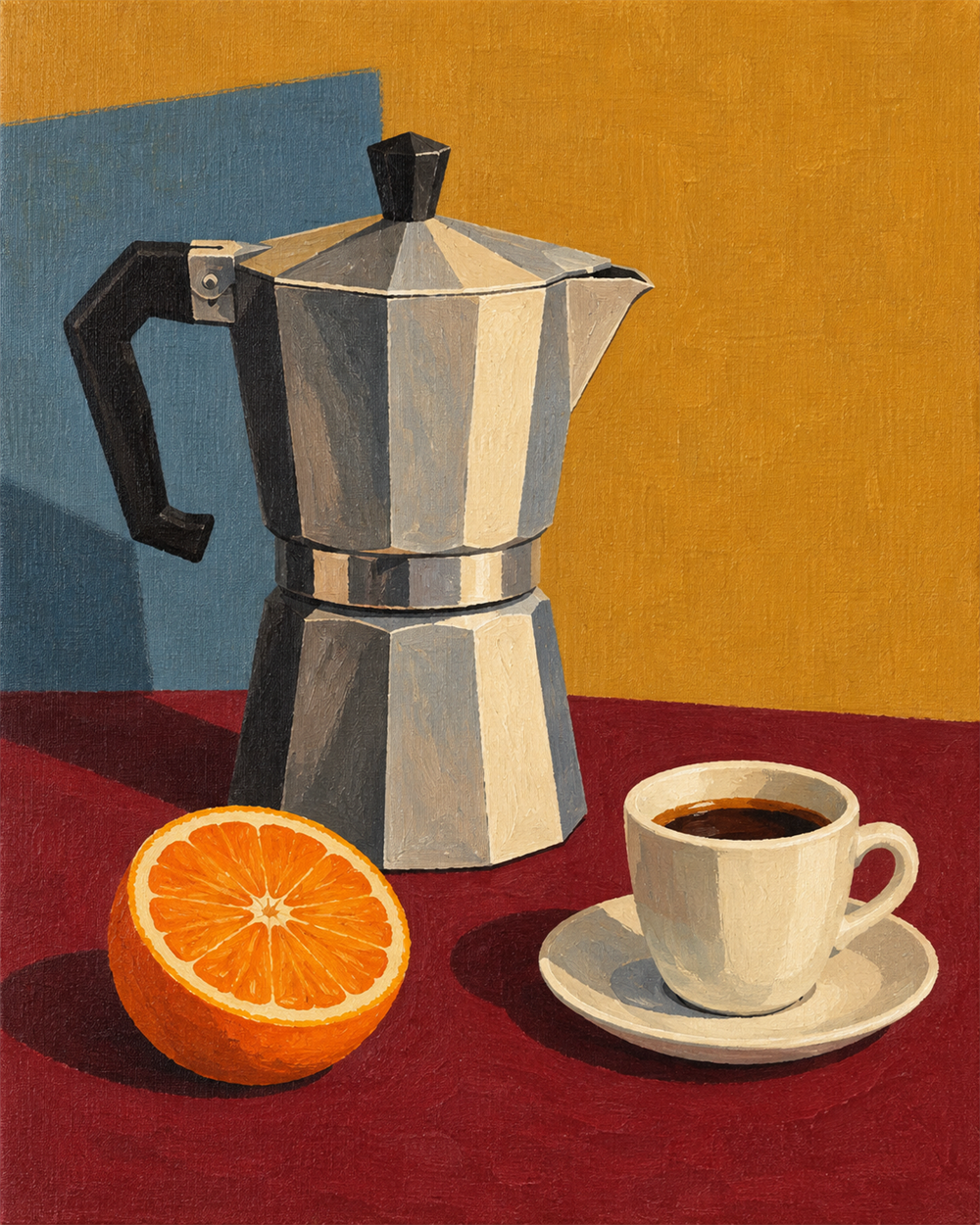 Café moka y naranja — diseño del lienzo para pintar por números