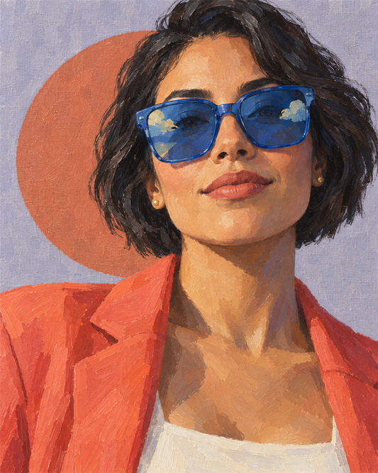 Retrato con gafas azules — diseño del lienzo para pintar por números