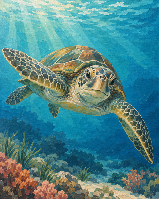 Tortuga marina turquesa — diseño del lienzo para pintar por números