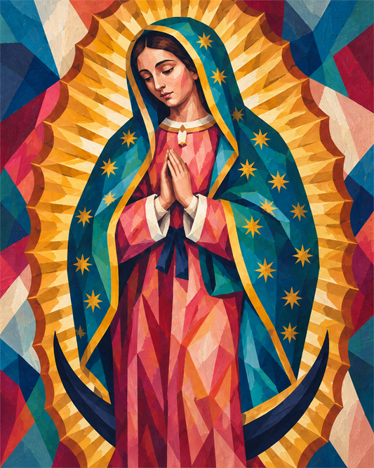 Virgen de Guadalupe pop art — diseño del lienzo para pintar por números