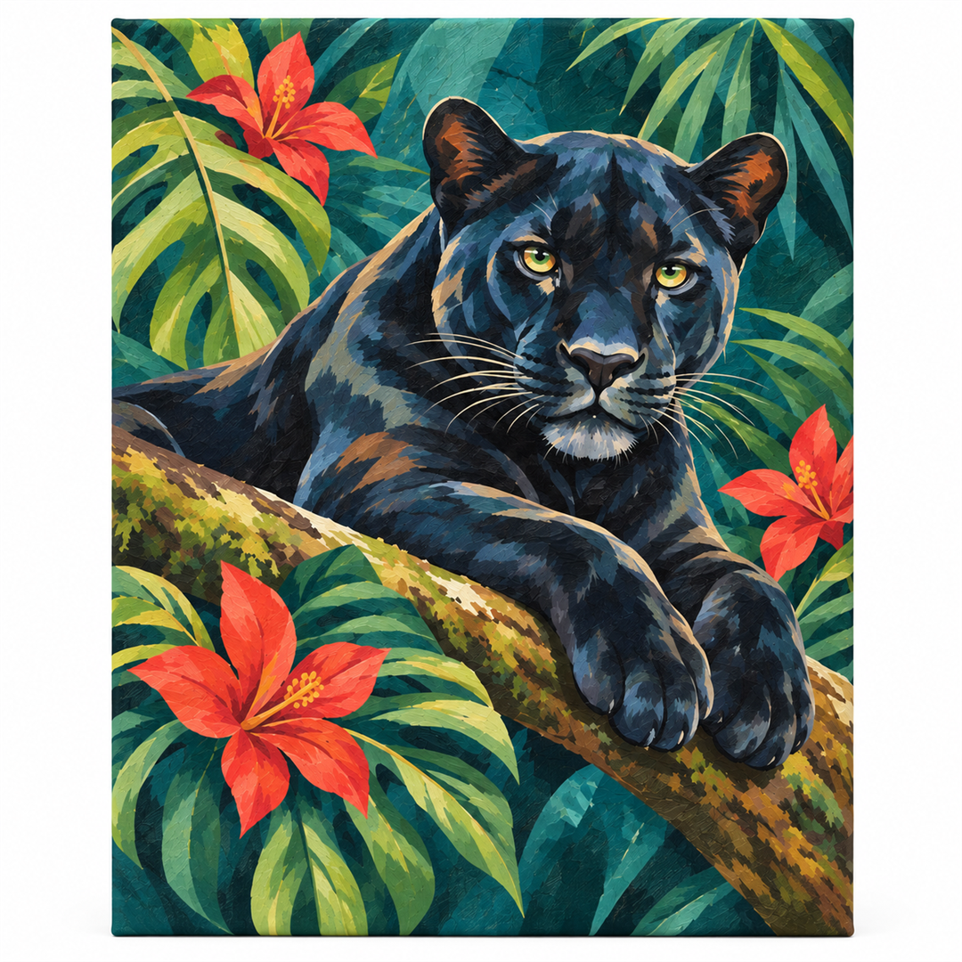 Pantera tropical — lienzo terminado