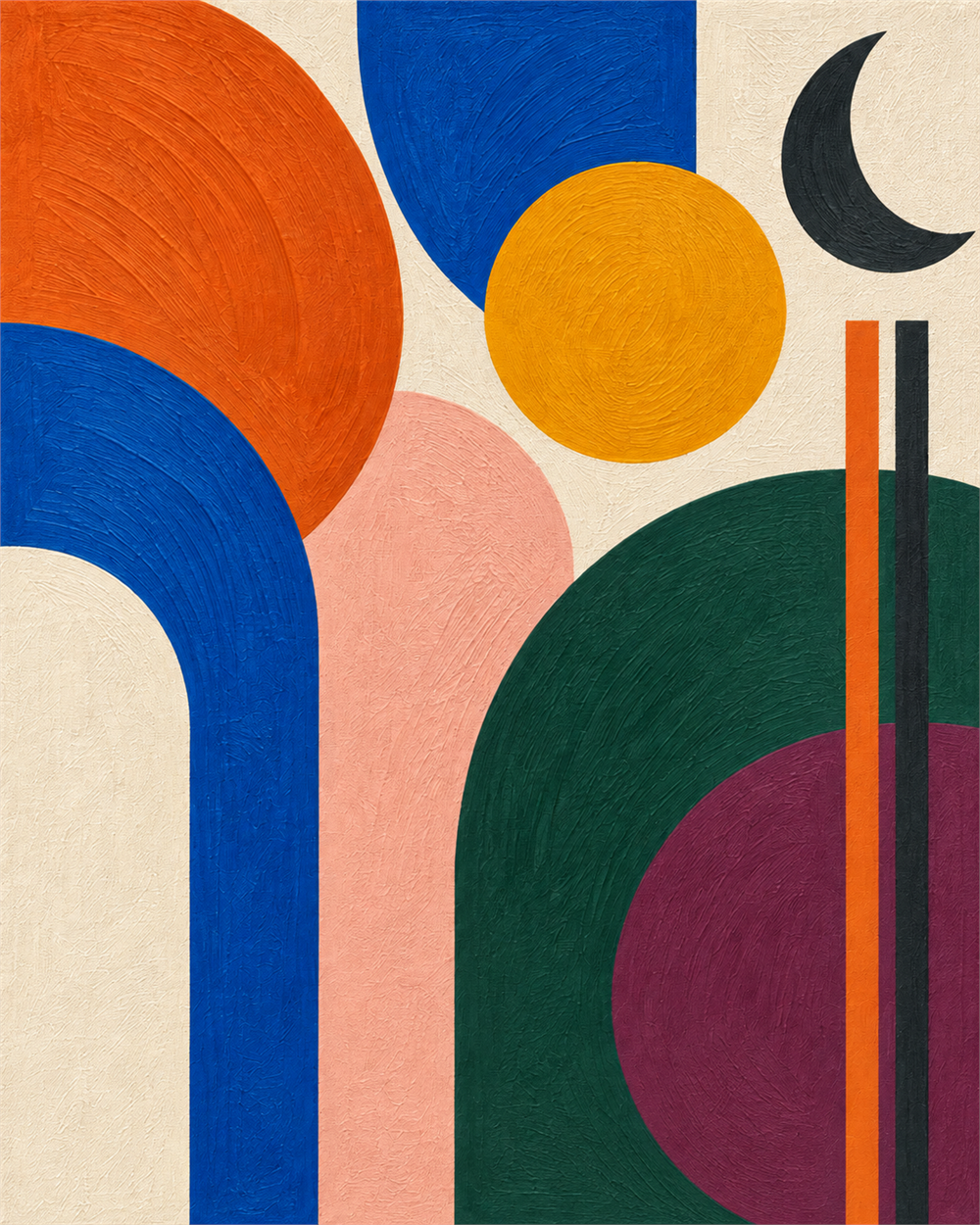 Abstracto mid-century — diseño del lienzo para pintar por números