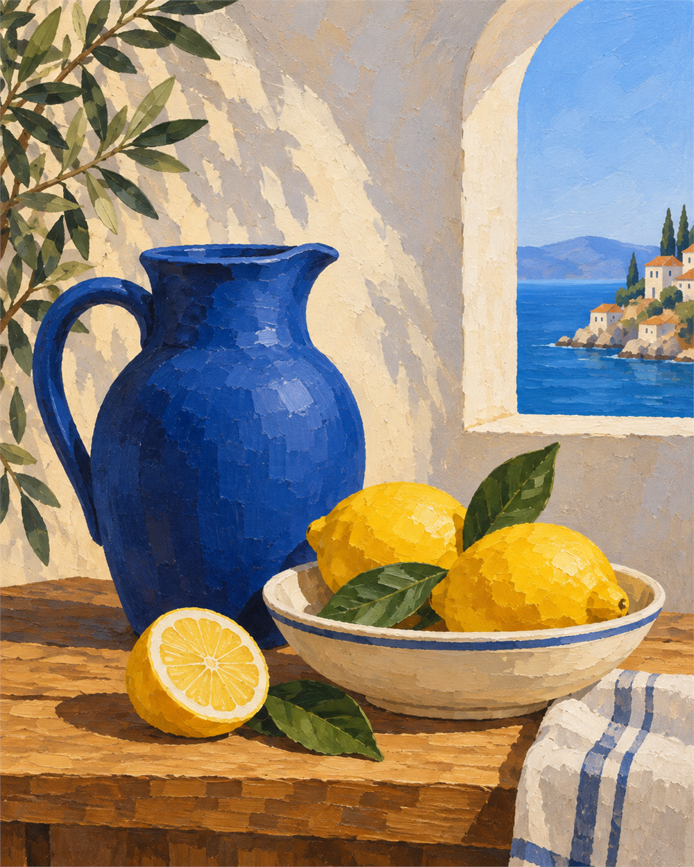 Limones del Mediterráneo — diseño del lienzo para pintar por números
