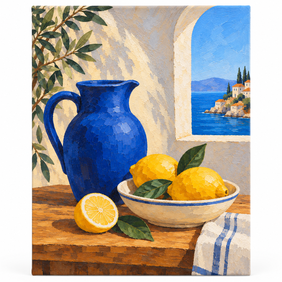Limones del Mediterráneo — lienzo terminado