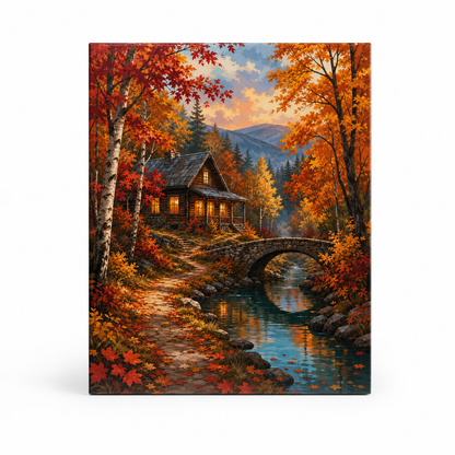 Cabaña de otoño - lienzo terminado