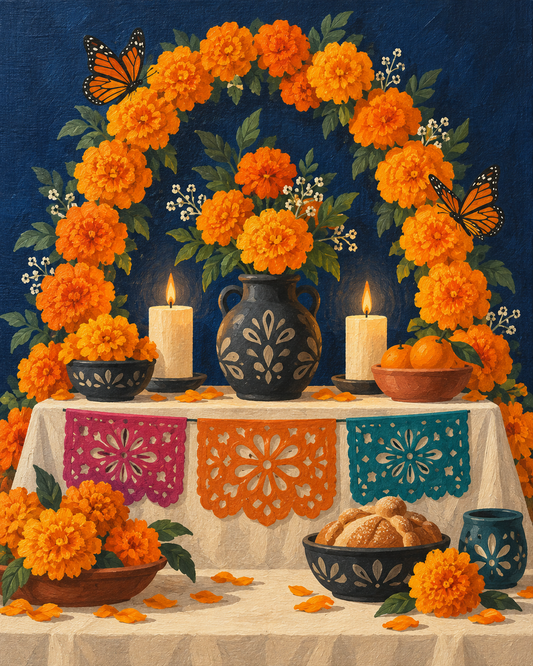 Ofrenda de luz — diseño del lienzo para pintar por números