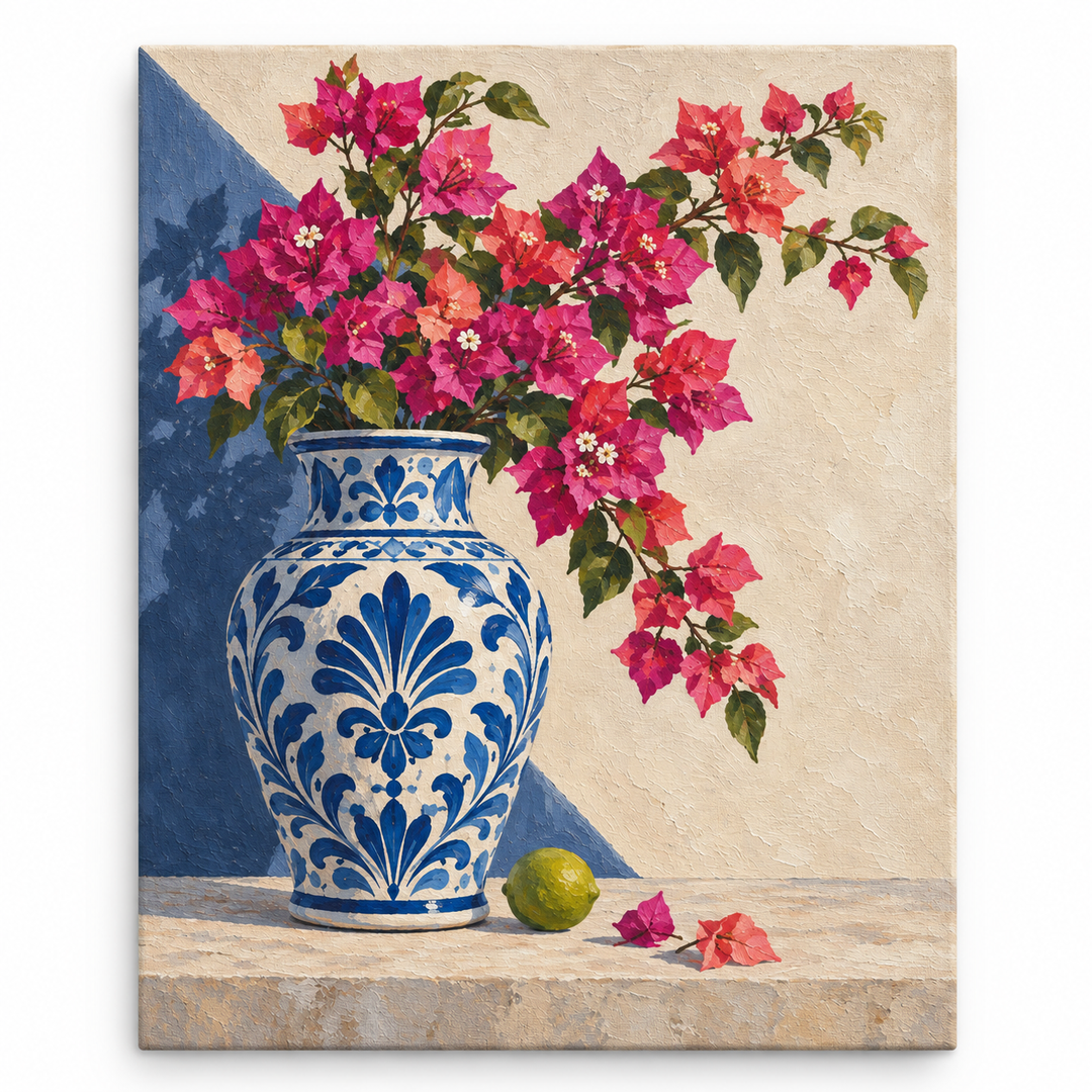 Talavera y bugambilia — lienzo terminado