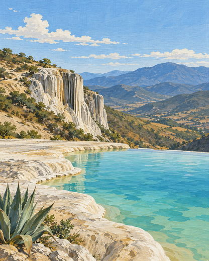 Hierve el Agua, Oaxaca — diseño del lienzo para pintar por números