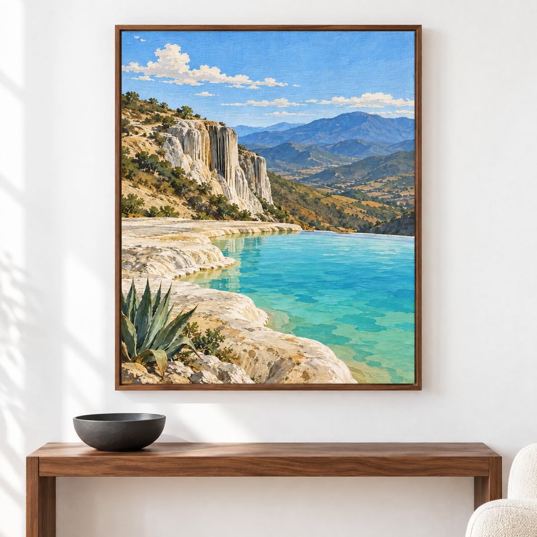 Hierve el Agua, Oaxaca — el cuadro terminado colgado en la pared
