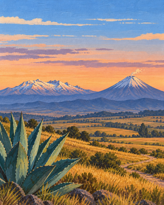 Popocatépetl e Iztaccíhuatl — diseño del lienzo para pintar por números