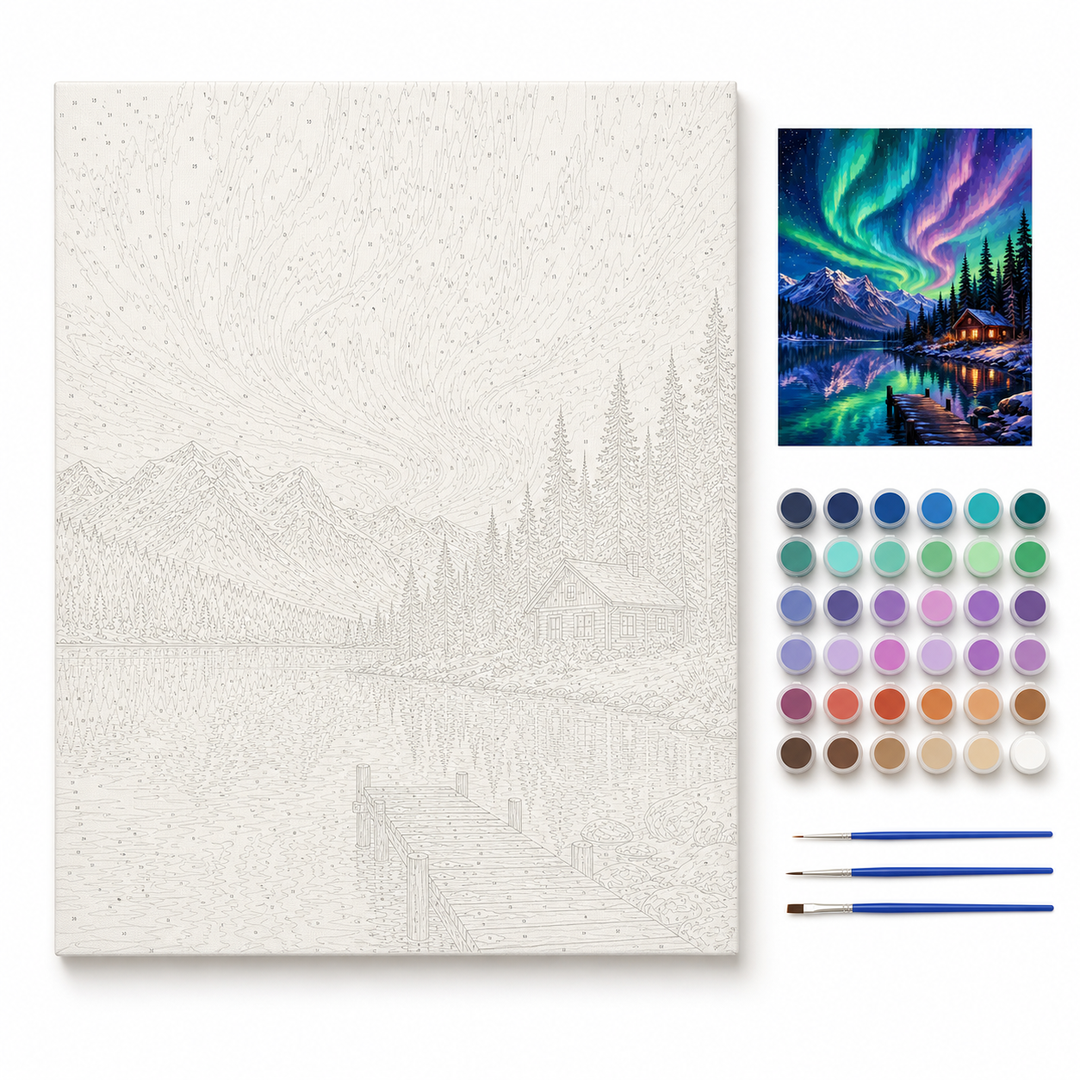 Lago bajo la aurora - kit sin pintar
