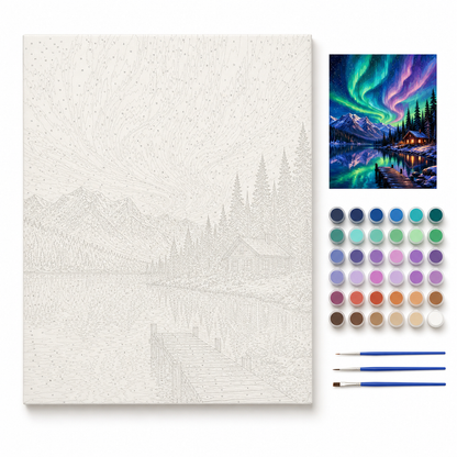 Lago bajo la aurora - kit sin pintar