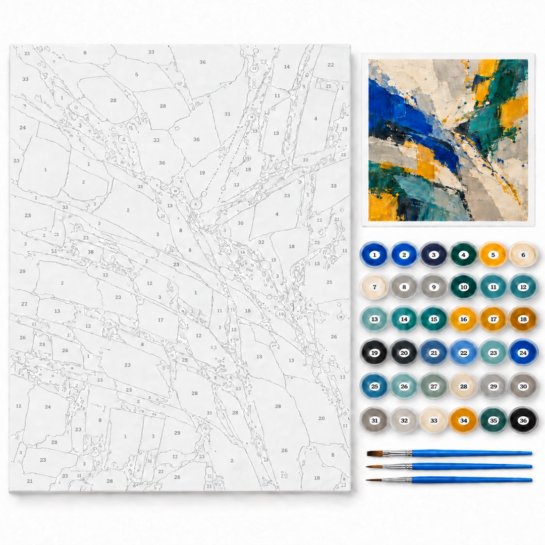 Energía mineral — kit con lienzo numerado, pinturas y pinceles