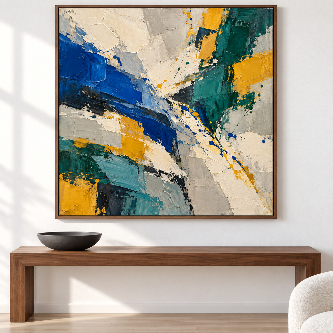 Energía mineral — el cuadro terminado colgado en la pared