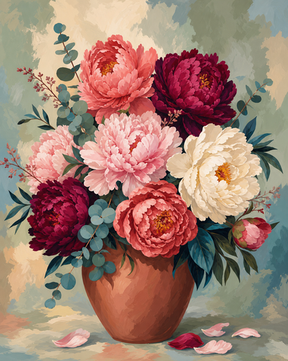 Peonías en flor - diseño maestro