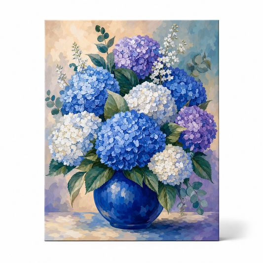 Hortensias azules - lienzo terminado