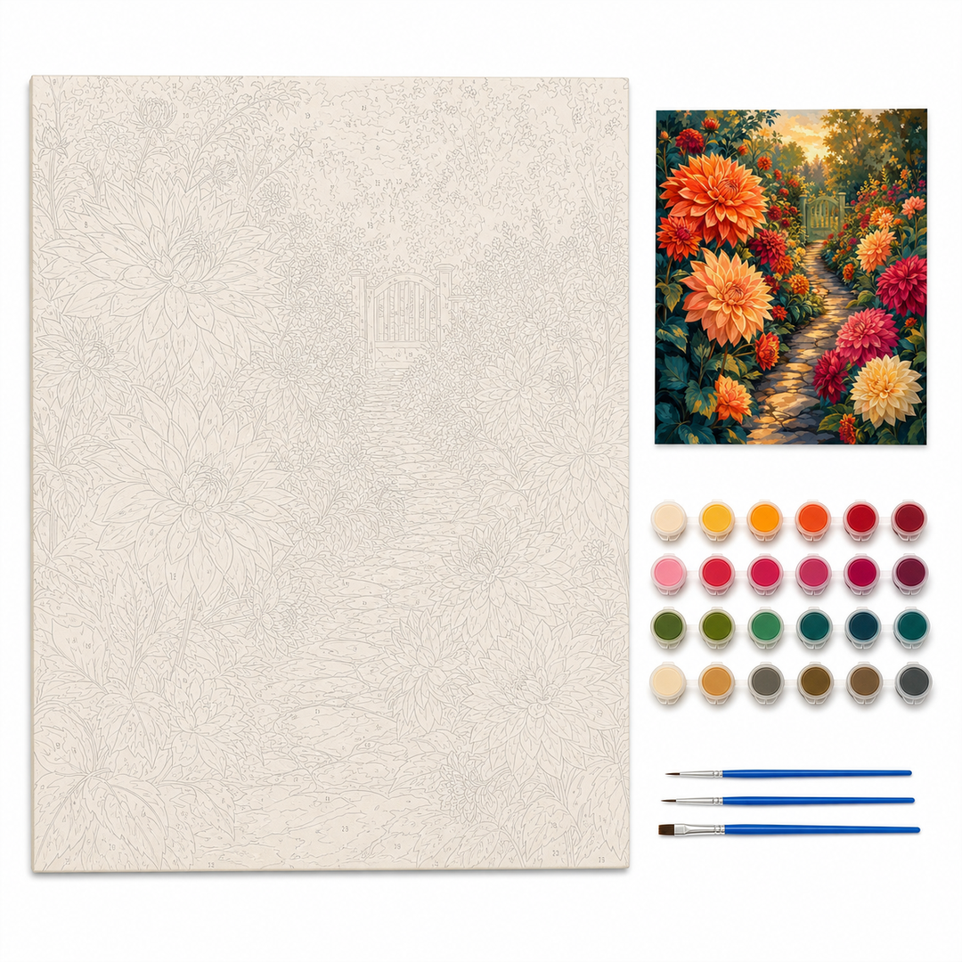 Jardín de dalias - kit sin pintar