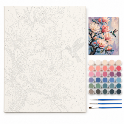 Magnolias y colibrí - kit sin pintar