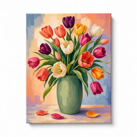 Tulipanes de primavera - lienzo terminado