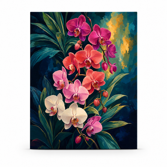 Orquídeas tropicales - lienzo terminado